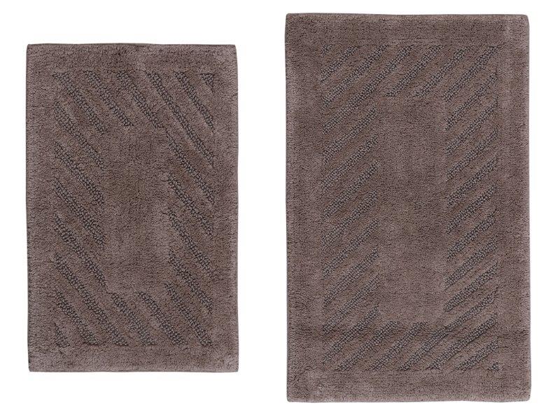 PERTHSHIRE PLATINUM COLLECTION - 2 PIECES SET DIAGONAL RACETRACK REVERSIBLE BATH RUGS COLLECTION
