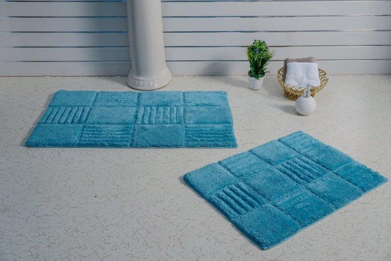 CASTLE HILL LONDON - 2 PIECES SET CHAKKAR BOARD BATH RUG COLLECTION