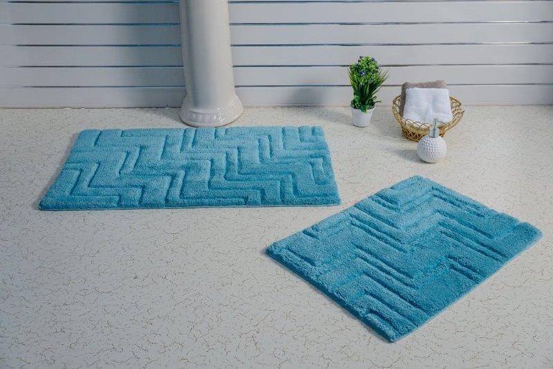 CASTLE HILL LONDON - 2 PIECES SET ZIG ZAG  BATH RUGS COLLECTION