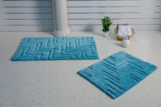 CASTLE HILL LONDON - 2 PIECES SET ZIG ZAG  BATH RUGS COLLECTION