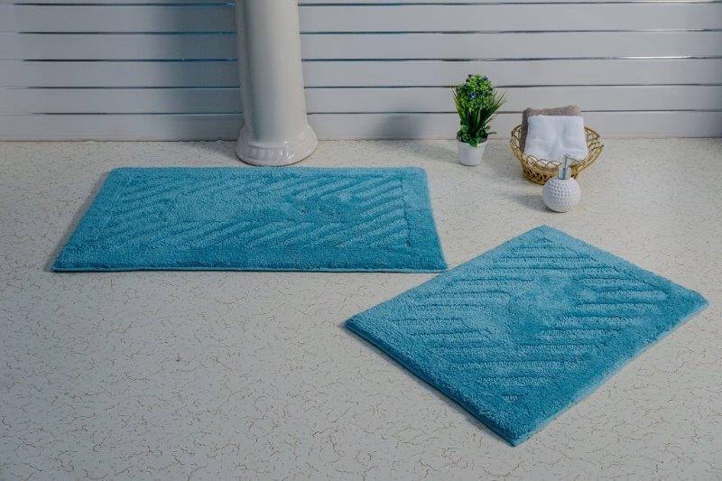 PERTHSHIRE PLATINUM COLLECTION - 2 PIECES SET DIAGONAL RACETRACK REVERSIBLE BATH RUGS COLLECTION