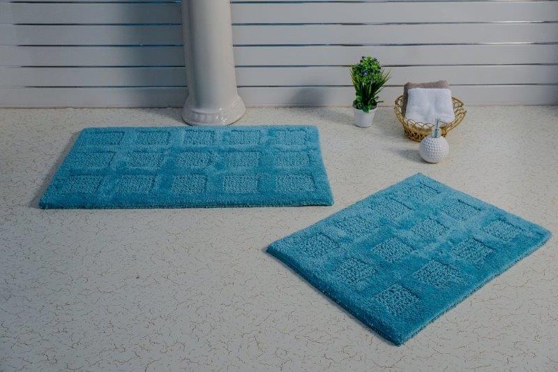 PERTHSHIRE PLATINUM COLLECTION - 2 PIECES SET SQUARE HONEY REVERSIBLE BATH RUGS COLLECTION