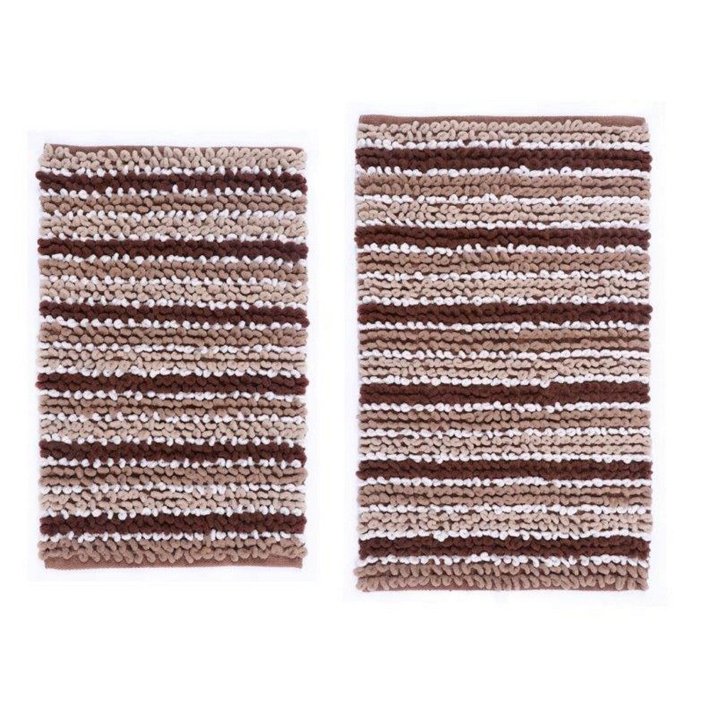 CASTLE HILL LONDON - 2 PIECES SET CHUNKY CHENILLE BATH RUG COLLECTION
