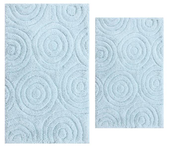 PERTHSHIRE PLATINUM COLLECTION - 2 PIECES SET CIRCLES BATH RUGS COLLECTION