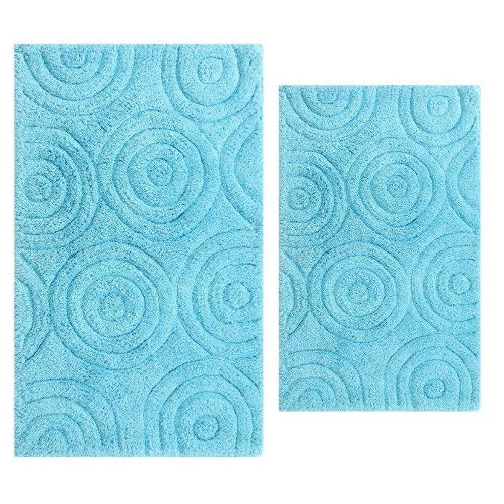 PERTHSHIRE PLATINUM COLLECTION - 2 PIECES SET CIRCLES BATH RUGS COLLECTION