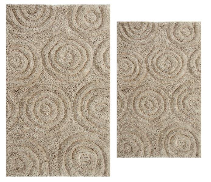 PERTHSHIRE PLATINUM COLLECTION - 2 PIECES SET CIRCLES BATH RUGS COLLECTION