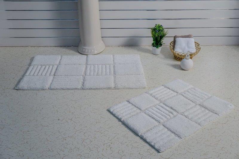 CASTLE HILL LONDON - 2 PIECES SET CHAKKAR BOARD BATH RUG COLLECTION