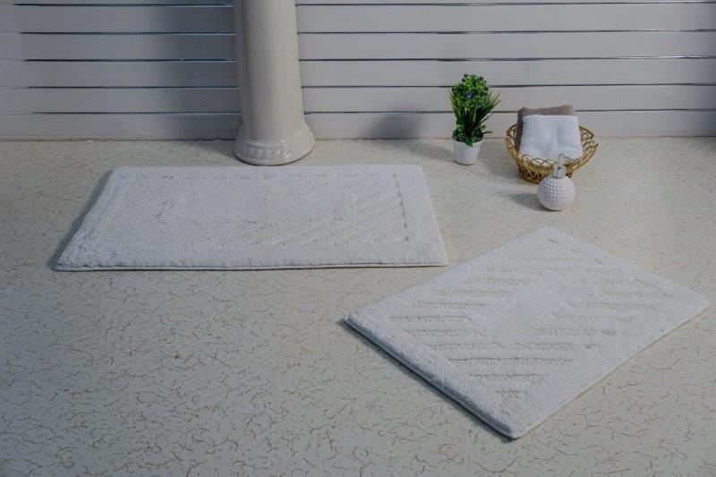 PERTHSHIRE PLATINUM COLLECTION - 2 PIECES SET DIAGONAL RACETRACK REVERSIBLE BATH RUGS COLLECTION