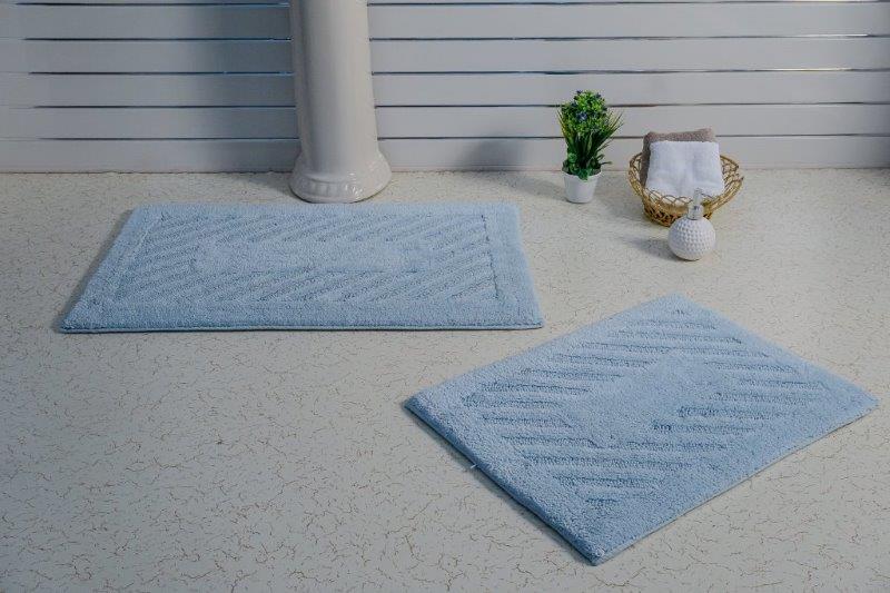 PERTHSHIRE PLATINUM COLLECTION - 2 PIECES SET DIAGONAL RACETRACK REVERSIBLE BATH RUGS COLLECTION