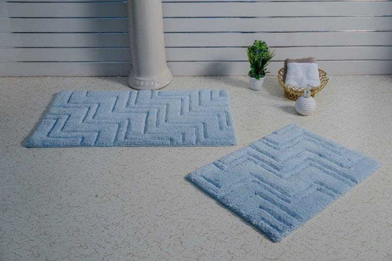 CASTLE HILL LONDON - 2 PIECES SET ZIG ZAG  BATH RUGS COLLECTION