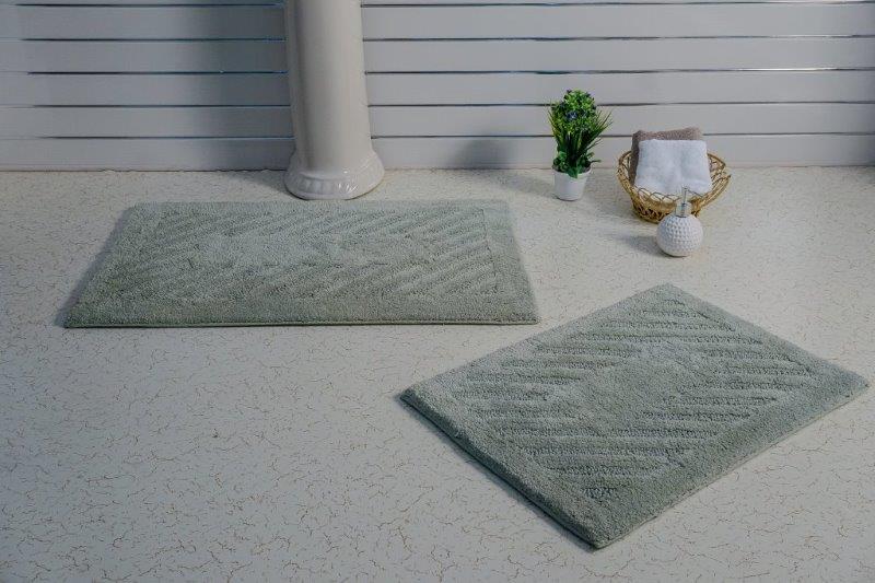 PERTHSHIRE PLATINUM COLLECTION - 2 PIECES SET DIAGONAL RACETRACK REVERSIBLE BATH RUGS COLLECTION