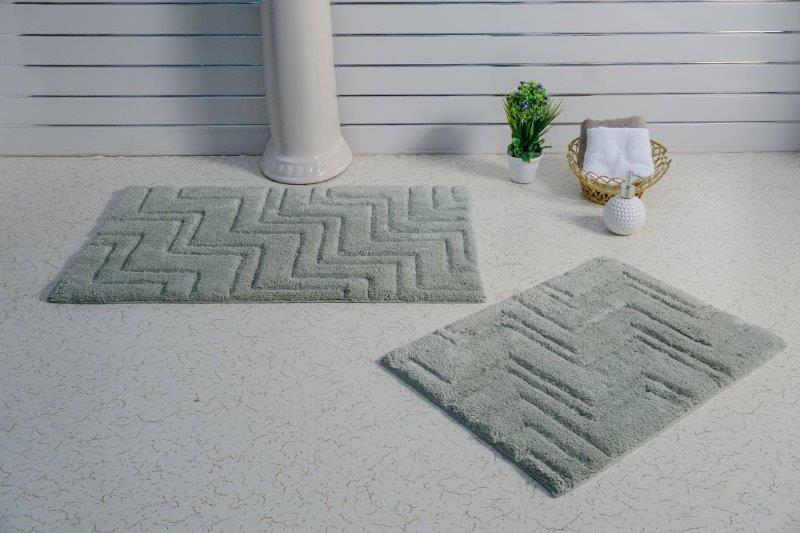 CASTLE HILL LONDON - 2 PIECES SET ZIG ZAG  BATH RUGS COLLECTION