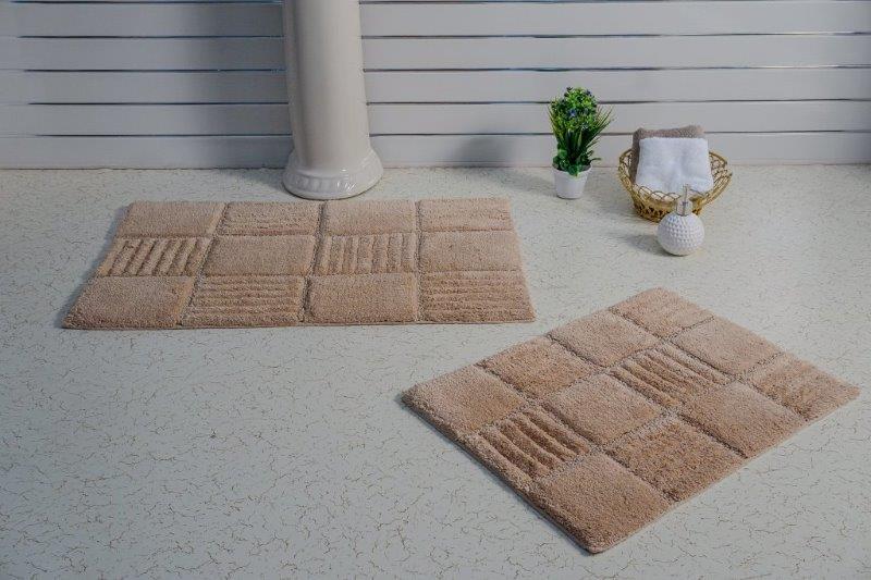 CASTLE HILL LONDON - 2 PIECES SET CHAKKAR BOARD BATH RUG COLLECTION