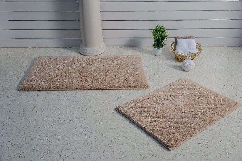 PERTHSHIRE PLATINUM COLLECTION - 2 PIECES SET DIAGONAL RACETRACK REVERSIBLE BATH RUGS COLLECTION
