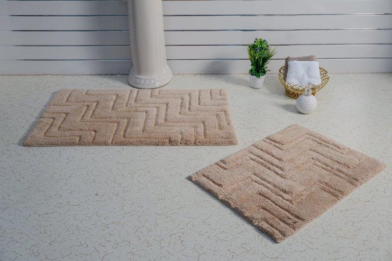 CASTLE HILL LONDON - 2 PIECES SET ZIG ZAG  BATH RUGS COLLECTION