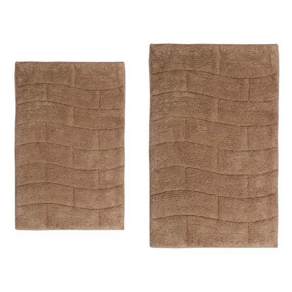 CASTLE HILL LONDON - 2 PIECES SET NEW TILE BATH RUGS COLLECTION