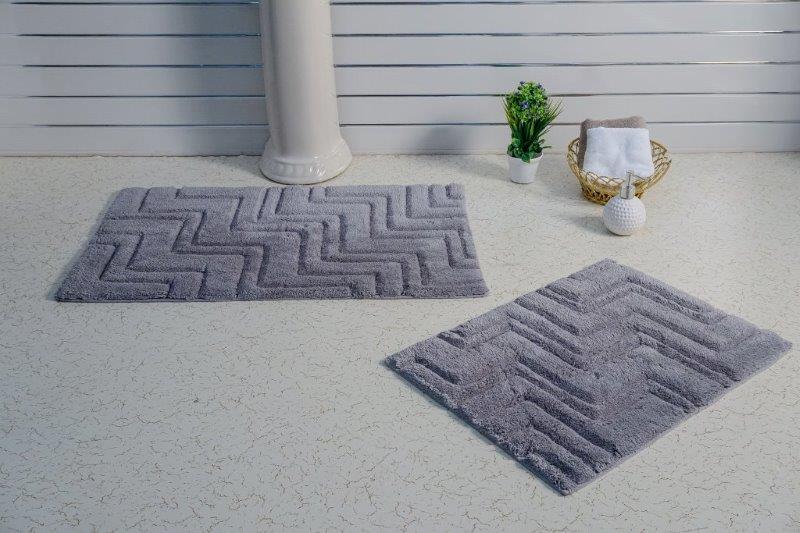 CASTLE HILL LONDON - 2 PIECES SET ZIG ZAG  BATH RUGS COLLECTION