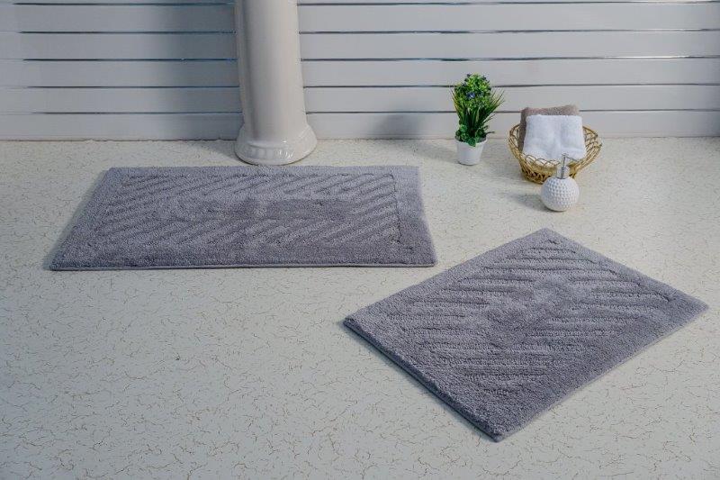 PERTHSHIRE PLATINUM COLLECTION - 2 PIECES SET DIAGONAL RACETRACK REVERSIBLE BATH RUGS COLLECTION