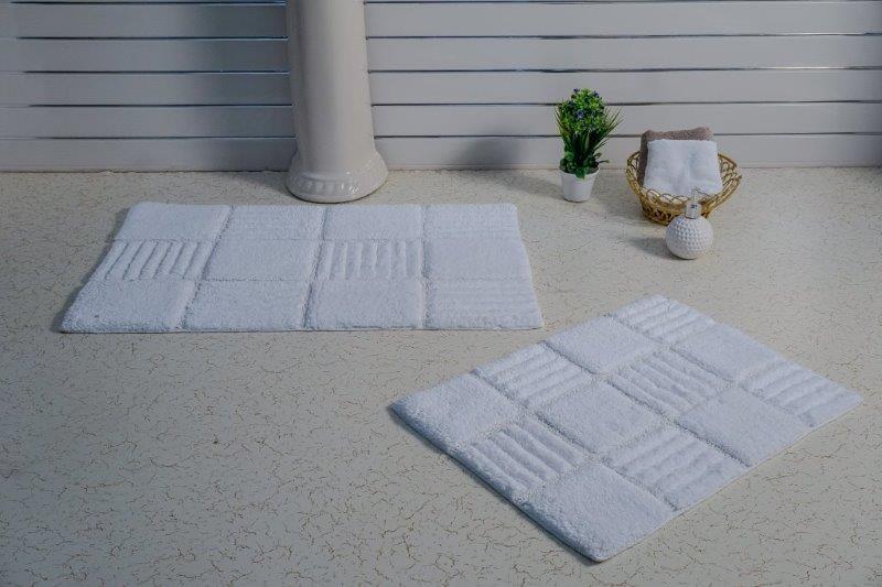 CASTLE HILL LONDON - 2 PIECES SET CHAKKAR BOARD BATH RUG COLLECTION